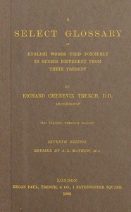 Cover of A select glossary of English wor...